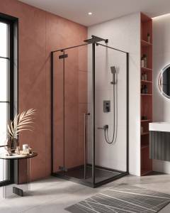 Душевой уголок Cezares LINER-A-1-90-C-NERO-L профиль черный, стекло прозрачное, 90x90x195