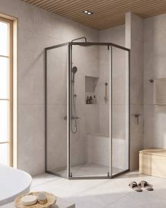 Душевой уголок Cezares Relax RELAX-304-P-1-100-C-GM профиль оружейная сталь, стекло прозрачное, 100x100x200