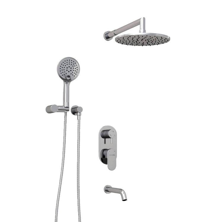 Душевой комплект Wasserkraft A175819 с верхней душевой насадкой, хром, встраиваемый, с изливом, с лейкой