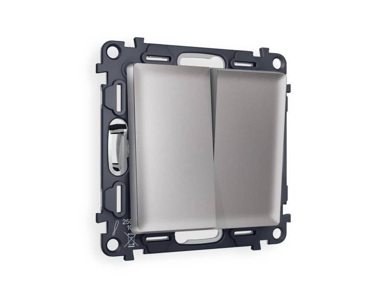 Комплект механизма 2-клавишного перекрестного выключателя Ambrella Volt MA MA503030 сталь матовый