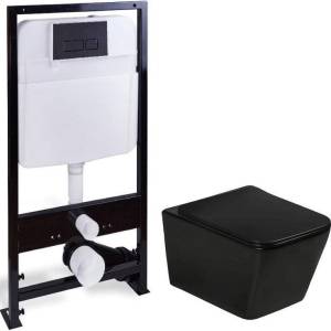 Унитаз с инсталляцией SantiLine SL-5004MB + SL-04 с кнопкой