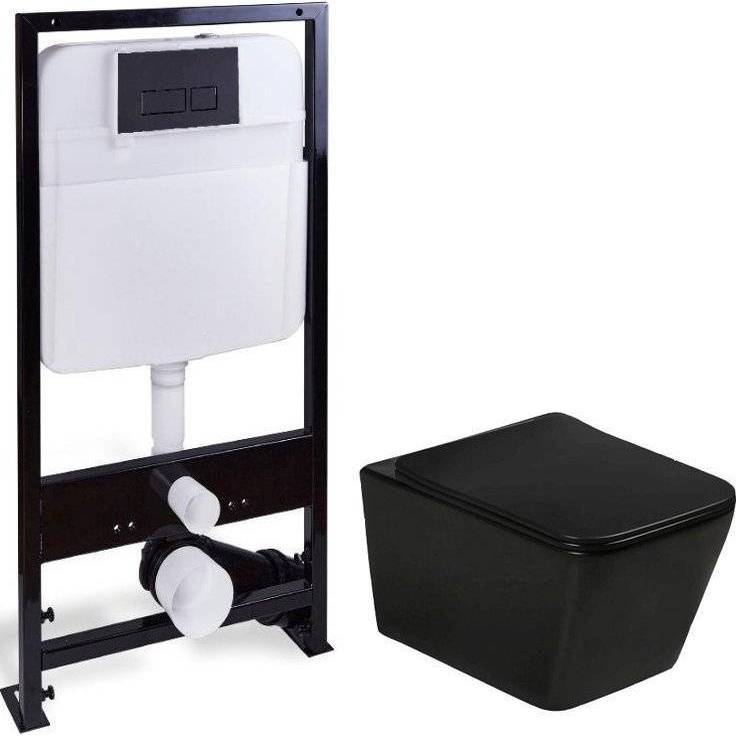 Унитаз с инсталляцией SantiLine SL-5004MB + SL-04 с кнопкой