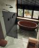 Душевая перегородка MaybahGlass MGD-271-6 79x195, стекло графит матовый 8 мм, профиль черный фото 3