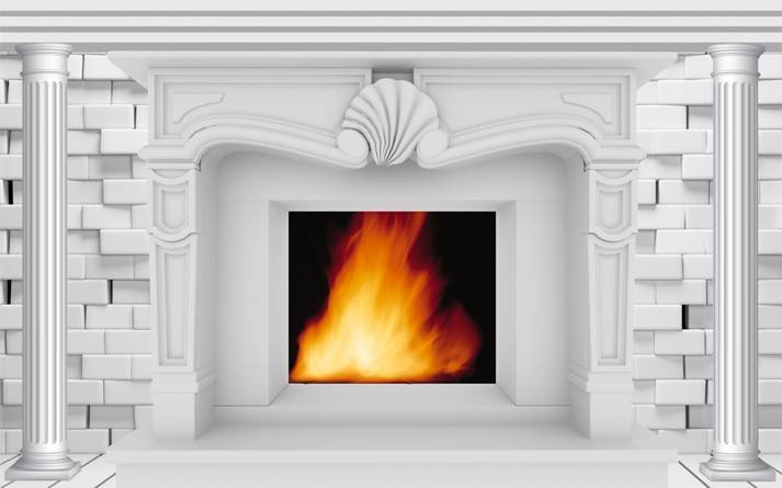 3D Фотообои Artegrafico «Камин из белого кирпича» G3 песок