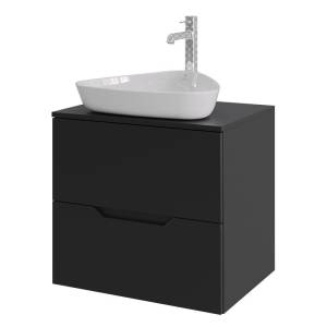 Тумба с раковиной Orange Line Li-60TubMDF+B07-500W черная матовая, 60 см