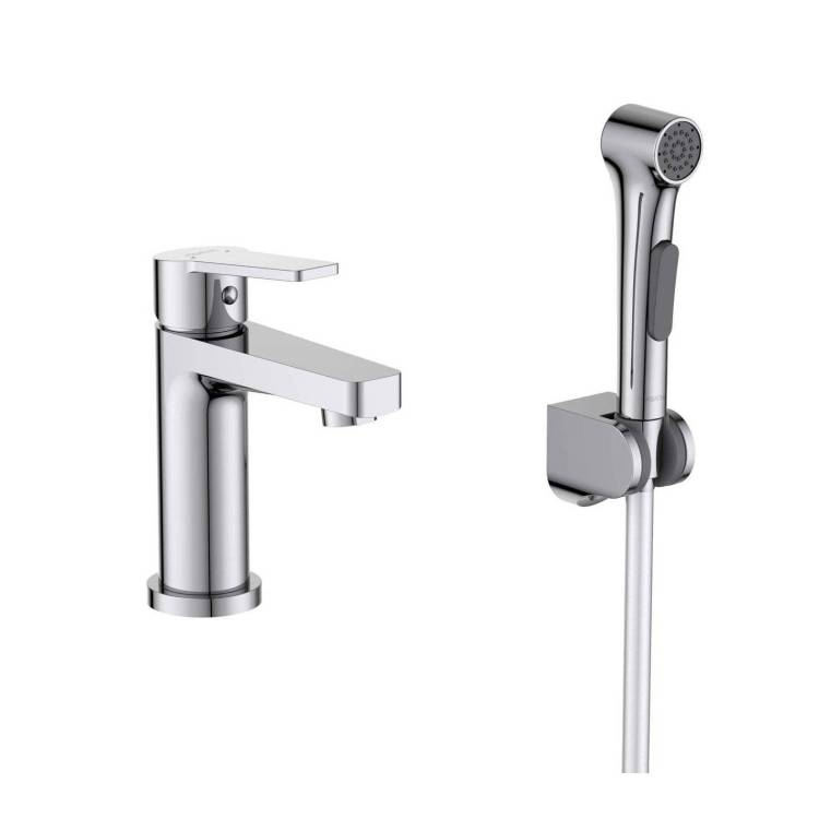 Смеситель для раковины Aquatek Лугано AQ1712CR с гигиеническим душем, хром