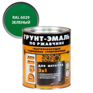 Грунт-эмаль по ржавчине 3 в 1 гладкая алкидная Dali RAL 6029 зеленый 2 л