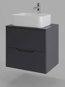 Тумба с раковиной Orange Line Li-60TugMDF+B02-460W графит матовый, 60 см