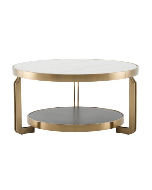 Стол журнальный Stool Group Калисто ECT-316-BRCG white/black светлая и темная керамика 90x90x45