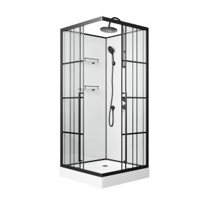 Душевая кабина Niagara Standart ST90/15QR/KL/BKT 900х900х2150, профиль черный матовый, правая, 3 места