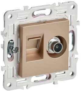 ТВ-розетка+Ethernet RJ45 IEK Skandy SK-AK20-2-K98 песочный