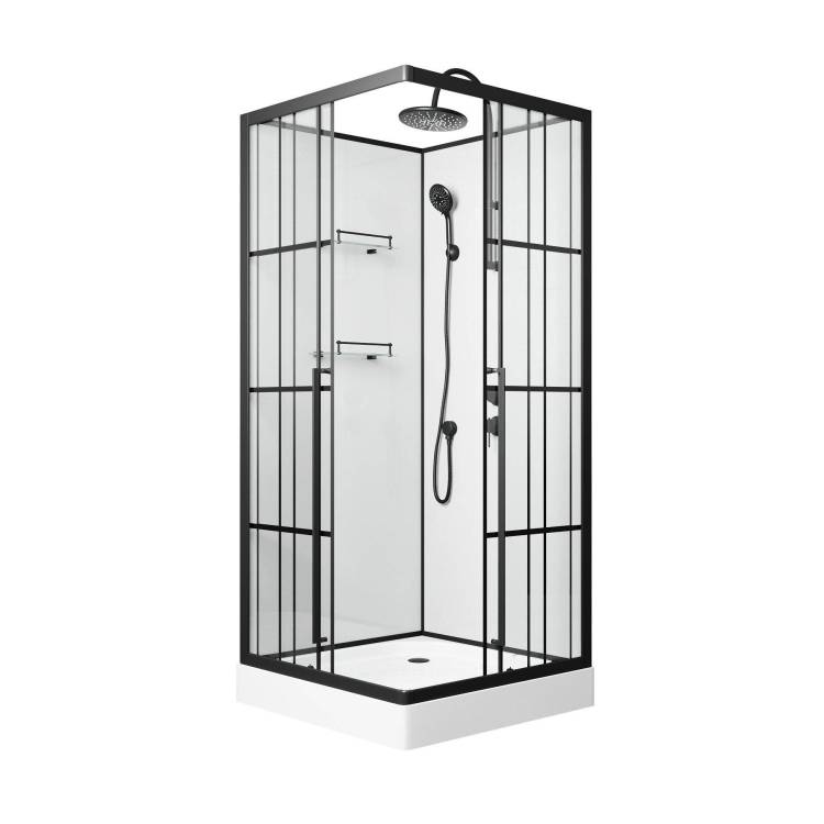 Душевая кабина Niagara Standart ST90/15QR/KL/BKT 900х900х2150, профиль черный матовый, правая, 3 места