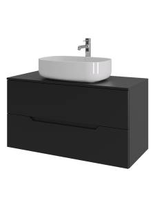 Тумба с раковиной Orange Line Li-100TubMDF+B07-540W черная матовая, 100 см