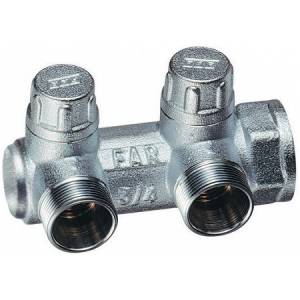 Запорный коллектор FAR 3/4 с 2 отводами М24х19, концевой