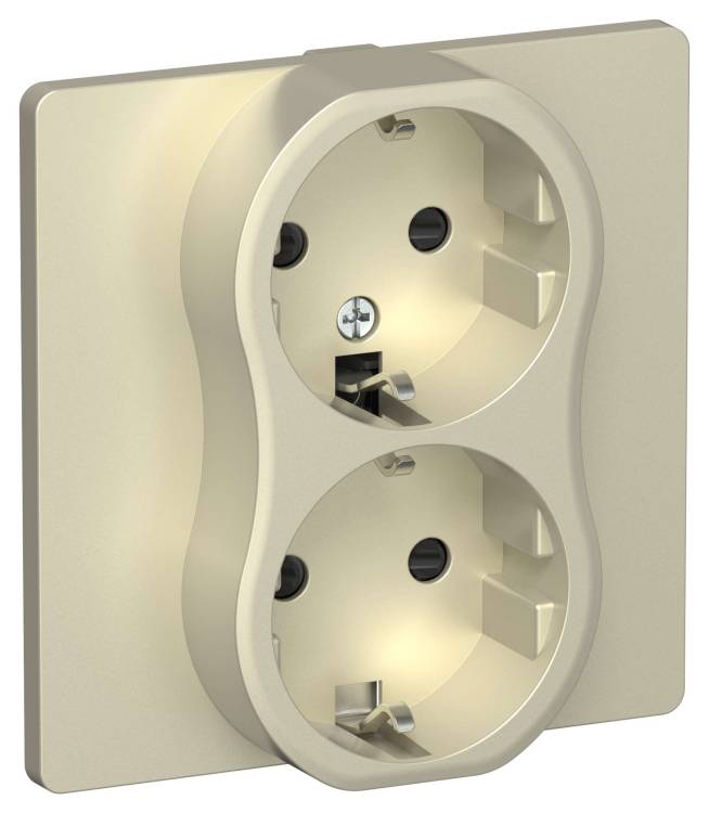 Розетка 2-местная с заземлением и шторками IEK Flite FI-R24C-16-K37 шампань