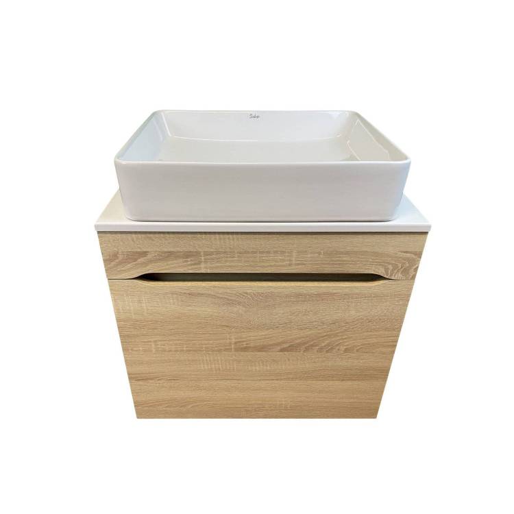 Тумба с раковиной Sintesi STL.W7015_SIN-LVB-APP-407 подвесная, Дуб сонома, белый глянцевый