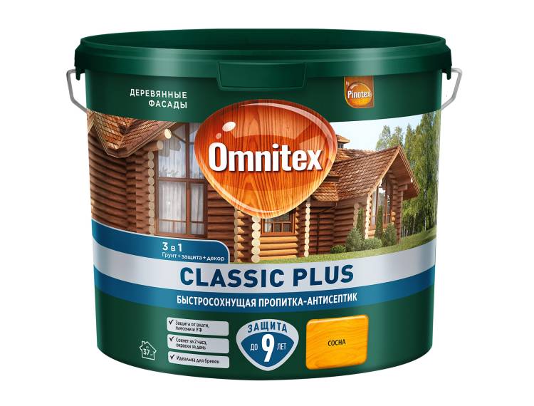 Пропитка декоративная для защиты древесины Omnitex Classic Plus сосна 2.5 л