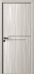Межкомнатная дверь глухая Albero Контур Бета Полотно Серое дерево, Кромка CPL Черный 2000х600