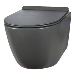 Унитаз подвесной Creto Logan 1001-003-L1GMAT L1 безободковый, с крышкой-сиденьем микролифт, серый