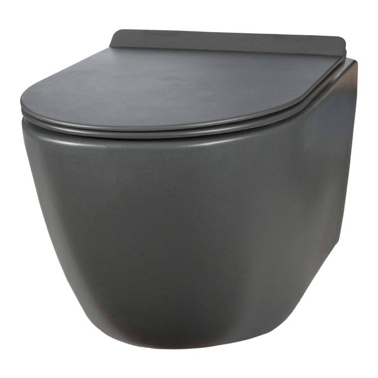 Унитаз подвесной Creto Logan 1001-003-L1GMAT L1 безободковый, с крышкой-сиденьем микролифт, серый