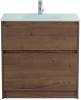 Тумба с раковиной Belbagno Kraft KRAFT-800-2C-PIA-RT 80x46x83 Rovere Tabacco напольная с фрезерованными ручками по всей длине фасада с двумя выкатными ящиками