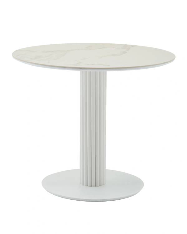Стол Stool Group Терралино SO 298-86411 керамика белый матовый, основание металл белый 90x90x77