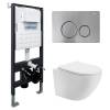 Комплект Abber Bequem AC1100T-AC0105-AC0121MCH унитаз подвесной, безободковый, сиденье микролифт, белый, кнопка хром матовый