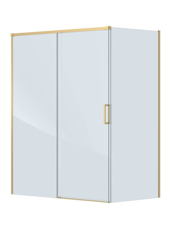 Душевой уголок Cezares PLANE-AH-1-150/90-C-BORO профиль брашированное золото, стекло прозрачное, 150x90x195
