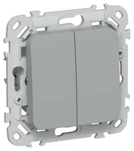 Выключатель 2-клавишный IEK Flite FI-V24-0-10-1-K03 серый