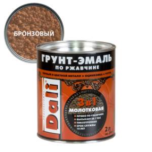 Грунт-эмаль по ржавчине 3 в 1 молотковая алкидная Dali бронзовый 2 л