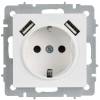 Розетка 1-местная с заземлением, шторками и USB Type A+A IEK Brite BR-R14-16-U21-D31-K91 арктический белый фото 2