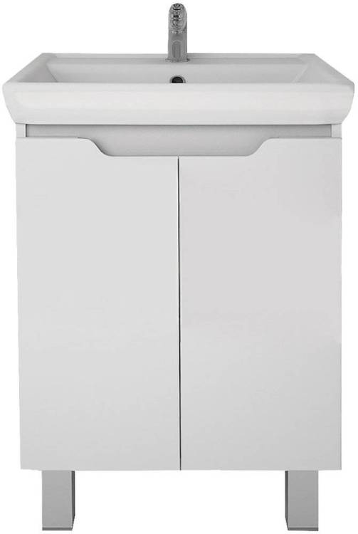 Тумба с раковиной Dreja Q Plus (D) 55 с опорами, белый глянец
