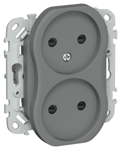 Розетка 2-местная с защитными шторками IEK Flite FI-R23-10-1-K80 мокрый асфальт