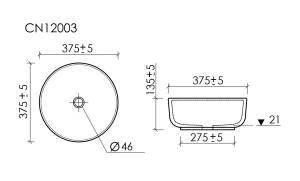 Раковина Ceramica Nova Taycan CN12003MB черный матовый, 37.5x37.5