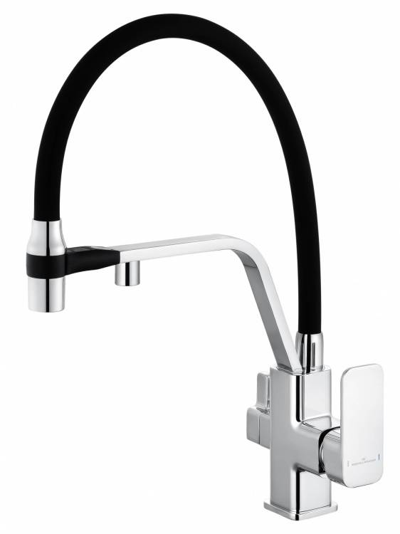 Смеситель для кухни Wonzon & Woghand WW-88458013-CR с гибким изливом и подключением фильтра, хром