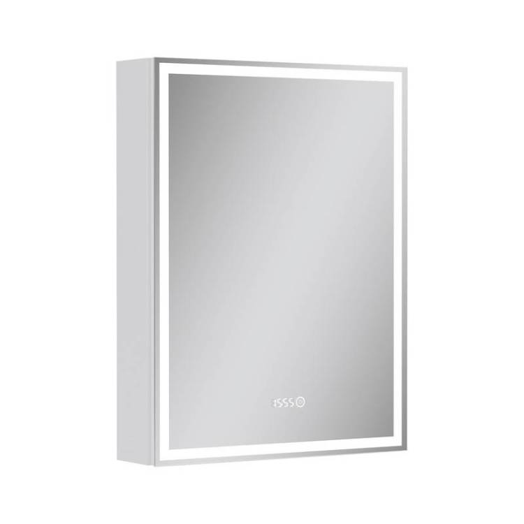 Зеркало-шкаф Equil Corner szCORNER60.R правый, с подсветкой, розеткой и часами, белый, 80x60