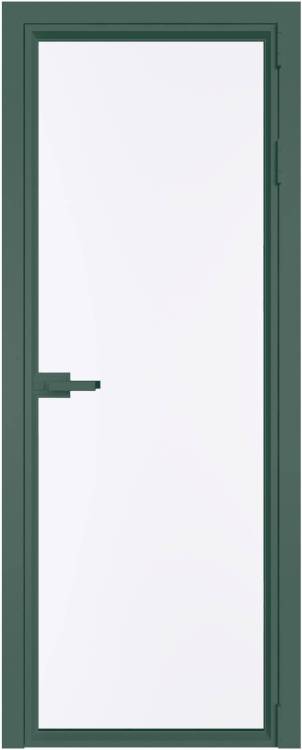 Межкомнатная дверь Profil Doors 1 AV цвет профиля Зеленый воск, стекло безопасное 6 мм монохром белый просветленный 700x2000