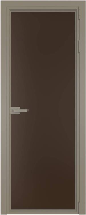 Межкомнатная дверь Profil Doors 1 AV цвет профиля Никель матовый, стекло безопасное 6 мм монохром шоколад 700x2000