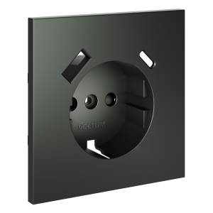 Лицевая панель для розетки с заземлением, шторками и USB Type A+C Voltum S70 VLS001006 титан