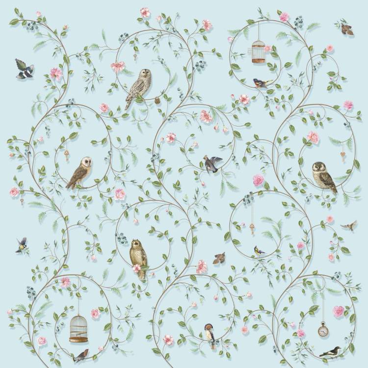 Фреска Ortograf Chinoiserie 33952 Avifauna blue Филиграна со стразами FM-F/S