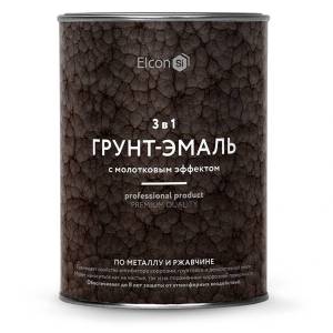 Грунт-эмаль по ржавчине 3 в 1 Elcon молотковая синяя 0.8 кг
