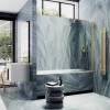 Шторка на ванну MaybahGlass MGV-600-3 поворотная, на монопетле, стекло прозрачное, профиль золото, 1400x800 фото 3