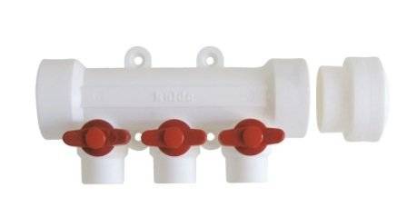 Коллектор со встроенными кранами Kalde полипропиленовый, 40 x 20 x 3 вы x . (красный)