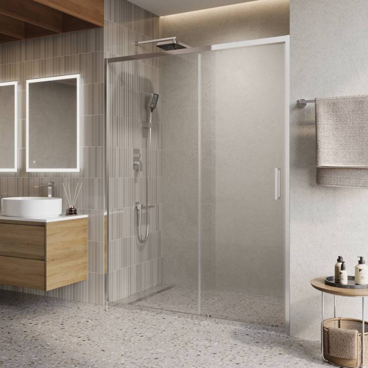 Душевая дверь в нишу Belbagno LUCE-BF-1-150-C-Cr профиль хром, стекло прозрачное, 150x195