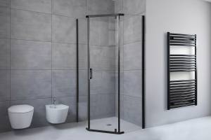 Душевой уголок Royal Bath RB90TR-T-BL профиль черный, стекло прозрачное, 90x90x200