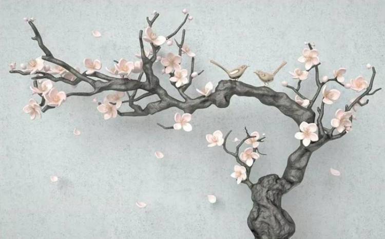 3D Фотообои Artegrafico «Птички на сакуре» FANT-046 канвас