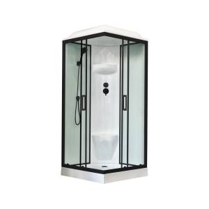 Душевая кабина Royal Bath RB 90HP6-WT-BL профиль черный, стекло прозрачное, 90x90x217