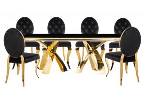 Обеденная группа Woodville Иге 599467 black, gold, стулья велюр