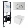 Унитаз с инсталляцией Abber Rechteck AC1219TC-AC0105-AC0121 безободковый, сиденье микролифт, кнопка хром глянцевый