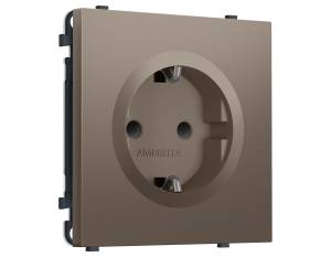 Комплект механизма электрической розетки с заземлением со шторками Ambrella Volt Sigma MS637010 темная бронза матовый